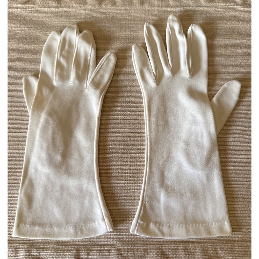 Vintage 1950s White  Dress Opera Gloves Mid Length Formal Evening Bridal